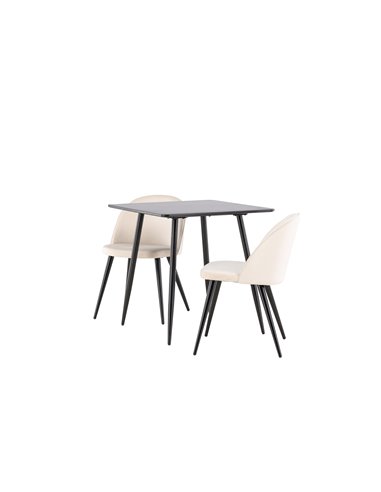 Matgrupp Polar med Velvet matstolar, 75 × 75 cm