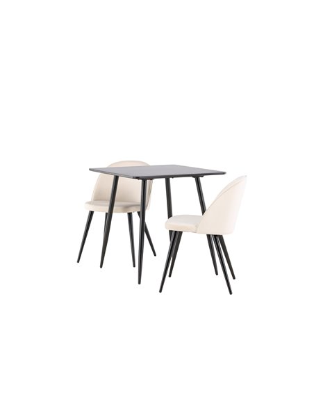 Matgrupp Polar med Velvet matstolar, 75 × 75 cm