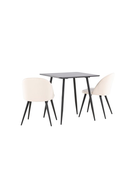 Matgrupp Polar med Velvet matstolar, 75 × 75 cm