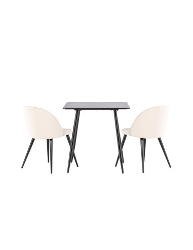 Matgrupp Polar med Velvet matstolar, 75 × 75 cm