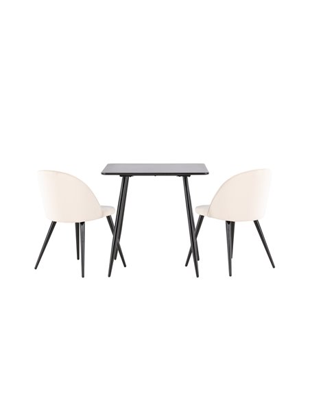 Matgrupp Polar med Velvet matstolar, 75 × 75 cm