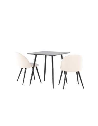 Matgrupp Polar med Velvet matstolar, 75 × 75 cm