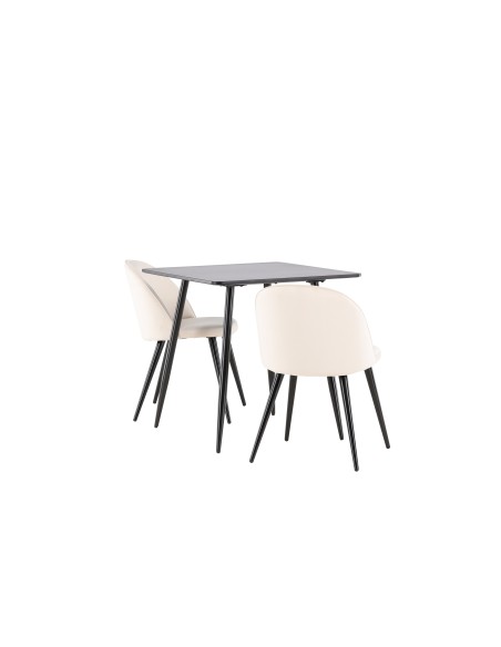 Matgrupp Polar med Velvet matstolar, 75 × 75 cm