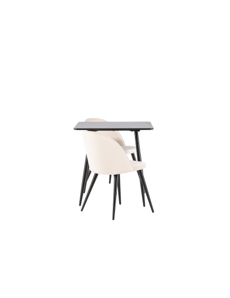 Matgrupp Polar med Velvet matstolar, 75 × 75 cm