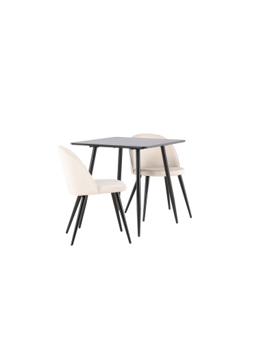 Matgrupp Polar med Velvet matstolar, 75 × 75 cm