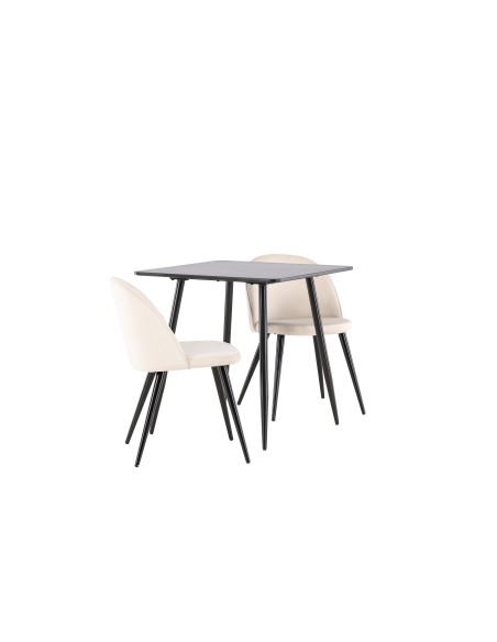 Matgrupp Polar med Velvet matstolar, 75 × 75 cm