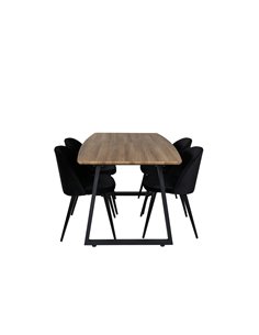 Matgrupp Inca med Velvet matstolar, 160 × 85 cm