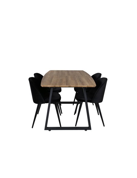 Matgrupp Inca med Velvet matstolar, 160 × 85 cm