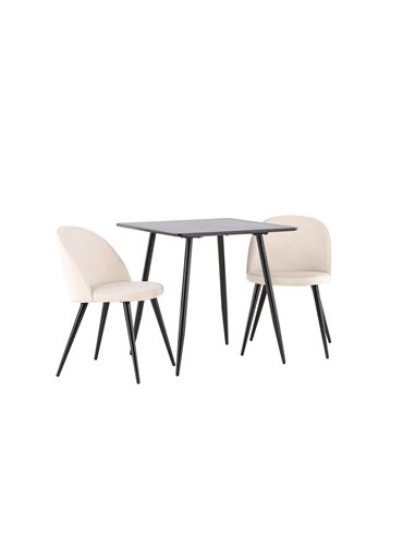 Matgrupp Polar med Velvet matstolar, 75 × 75 cm