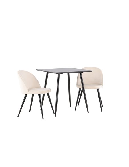 Matgrupp Polar med Velvet matstolar, 75 × 75 cm