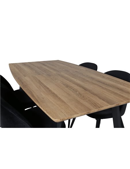 Matgrupp Inca med Velvet matstolar, 160 × 85 cm