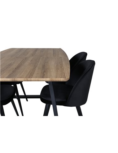 Matgrupp Inca med Velvet matstolar, 160 × 85 cm