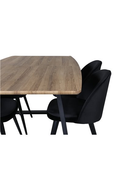 Matgrupp Inca med Velvet matstolar, 160 × 85 cm