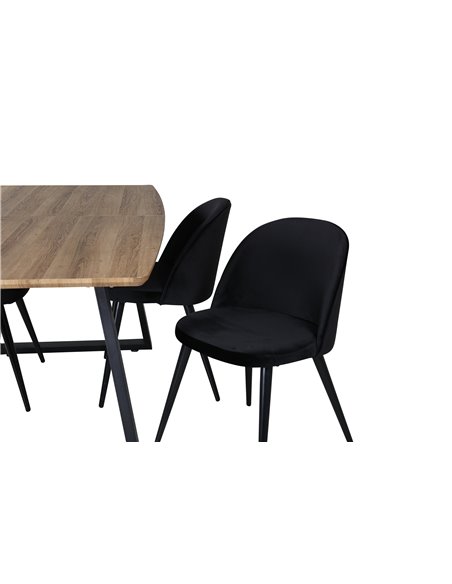 Matgrupp Inca med Velvet matstolar, 160 × 85 cm