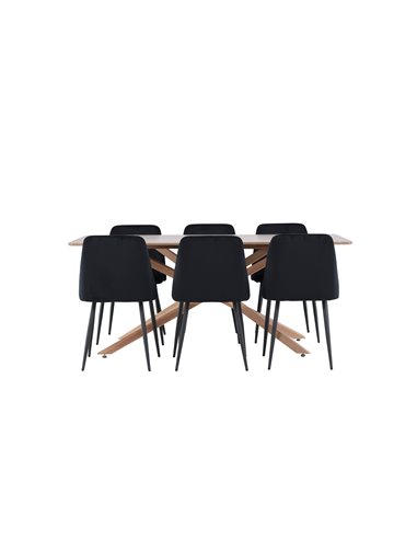 Matgrupp Piazza med Night matstolar, 180 × 90 cm
