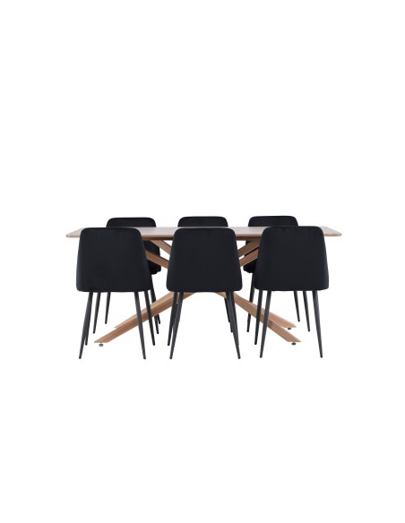 Matgrupp Piazza med Night matstolar, 180 × 90 cm