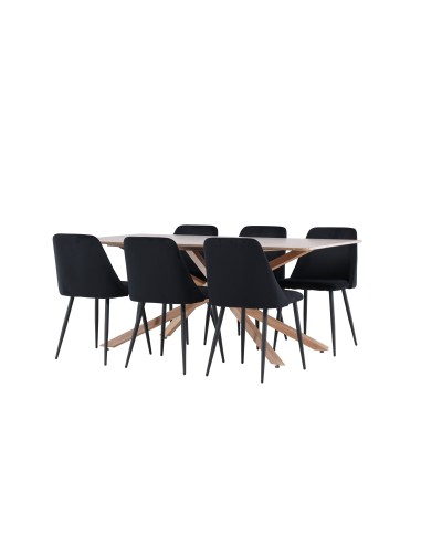 Matgrupp Piazza med Night matstolar, 180 × 90 cm