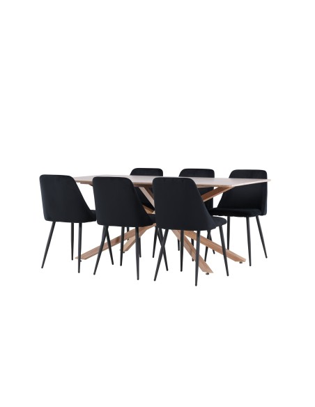 Matgrupp Piazza med Night matstolar, 180 × 90 cm