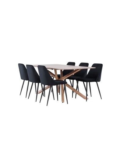 Matgrupp Piazza med Night matstolar, 180 × 90 cm