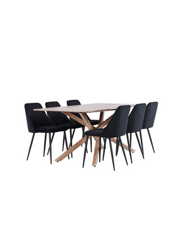Matgrupp Piazza med Night matstolar, 180 × 90 cm