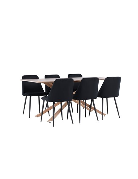 Matgrupp Piazza med Night matstolar, 180 × 90 cm