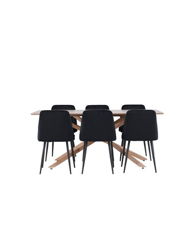 Matgrupp Piazza med Night matstolar, 180 × 90 cm