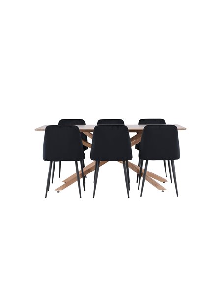 Matgrupp Piazza med Night matstolar, 180 × 90 cm