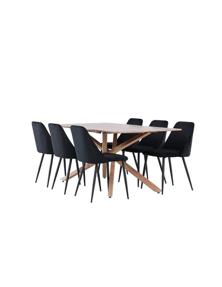 Matgrupp Piazza med Night matstolar, 180 × 90 cm
