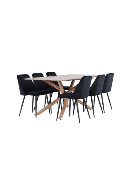 Matgrupp Piazza med Night matstolar, 180 × 90 cm