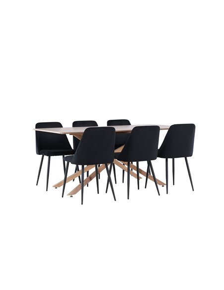 Matgrupp Piazza med Night matstolar, 180 × 90 cm