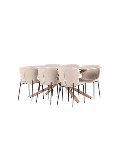 Matgrupp Piazza med Modesto matstolar, 180 × 90 cm