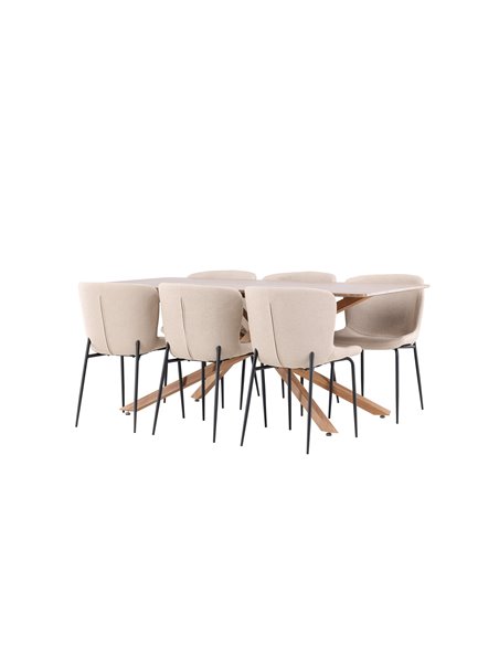 Matgrupp Piazza med Modesto matstolar, 180 × 90 cm