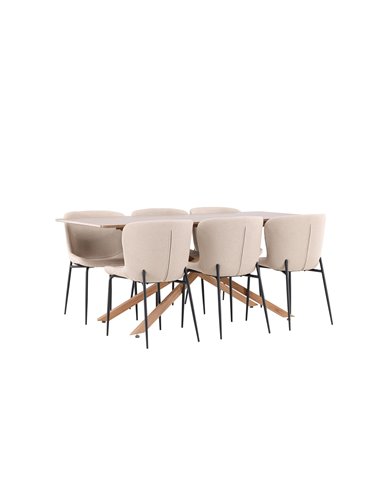 Matgrupp Piazza med Modesto matstolar, 180 × 90 cm