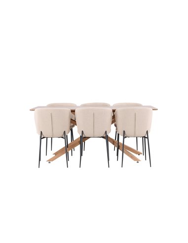 Matgrupp Piazza med Modesto matstolar, 180 × 90 cm