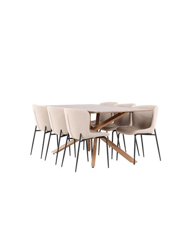 Matgrupp Piazza med Modesto matstolar, 180 × 90 cm
