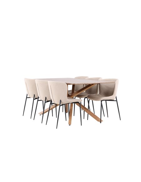 Matgrupp Piazza med Modesto matstolar, 180 × 90 cm