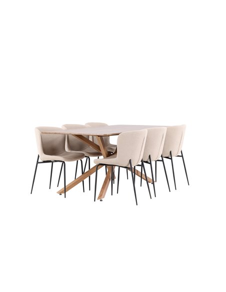Matgrupp Piazza med Modesto matstolar, 180 × 90 cm
