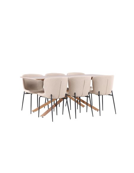 Matgrupp Piazza med Modesto matstolar, 180 × 90 cm