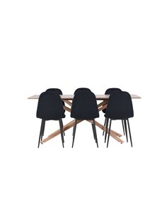 Matgrupp Piazza med Polar matstolar, 180 × 90 cm