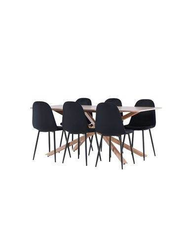 Matgrupp Piazza med Polar matstolar, 180 × 90 cm