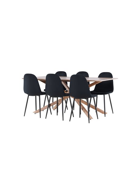Matgrupp Piazza med Polar matstolar, 180 × 90 cm