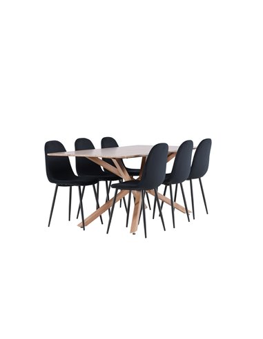 Matgrupp Piazza med Polar matstolar, 180 × 90 cm