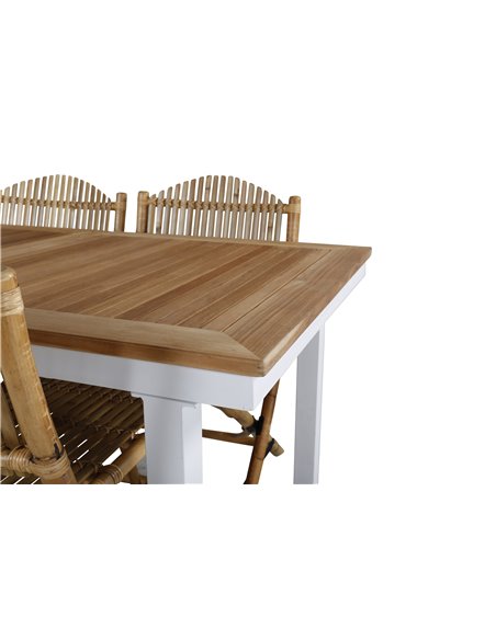 Matgrupp Panama med Cane matstolar, 152 × 90 cm