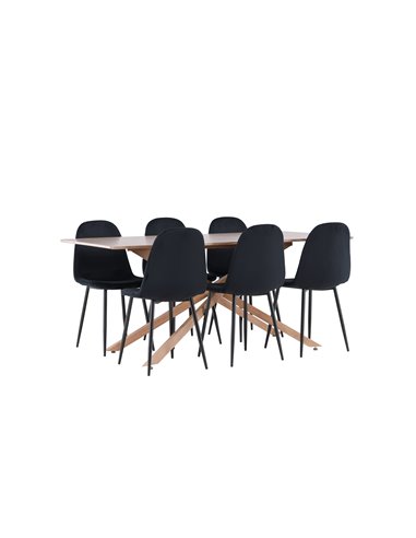 Matgrupp Piazza med Polar matstolar, 180 × 90 cm