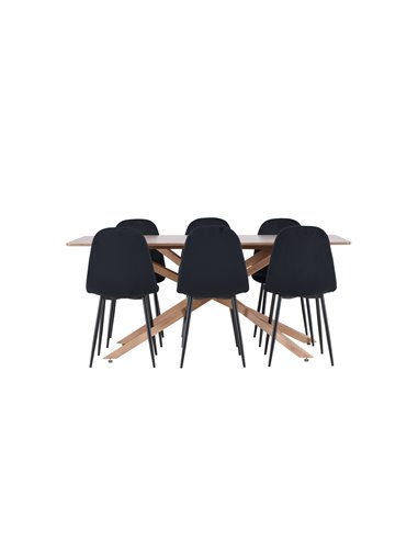 Matgrupp Piazza med Polar matstolar, 180 × 90 cm
