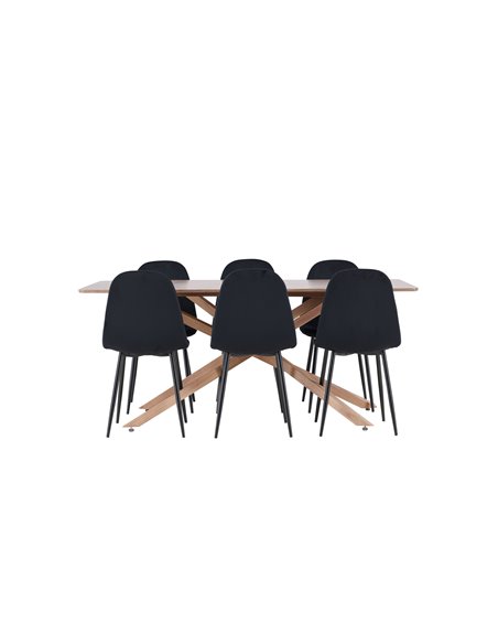 Matgrupp Piazza med Polar matstolar, 180 × 90 cm