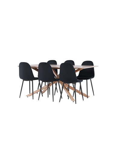 Matgrupp Piazza med Polar matstolar, 180 × 90 cm
