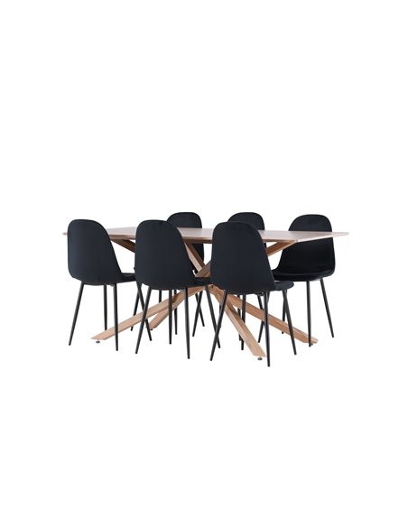 Matgrupp Piazza med Polar matstolar, 180 × 90 cm