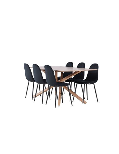 Matgrupp Piazza med Polar matstolar, 180 × 90 cm