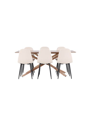 Matgrupp Piazza med Polar matstolar, 180 × 90 cm